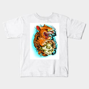 Cat and Smoking Skull Kids T-Shirt